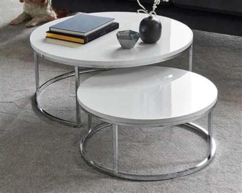 Tables Basses Rondes Gigogne Blanches Ania Blanc Storm Chrome