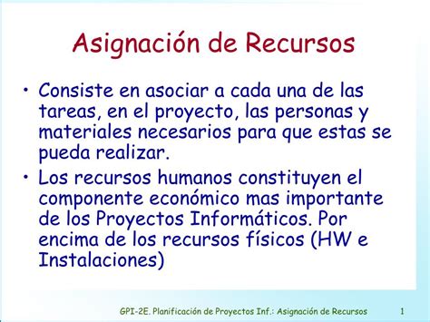 PPT Planificación de Proyectos Inf Asignación de Recursos