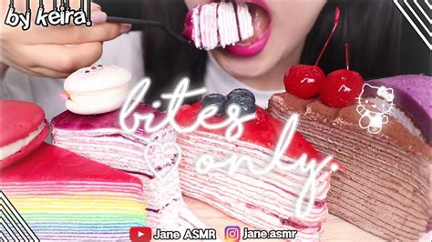 Bites Only Jane Asmr Crepe Cakes Rainbow Blueberry Strawberry And Chocolate With Roll