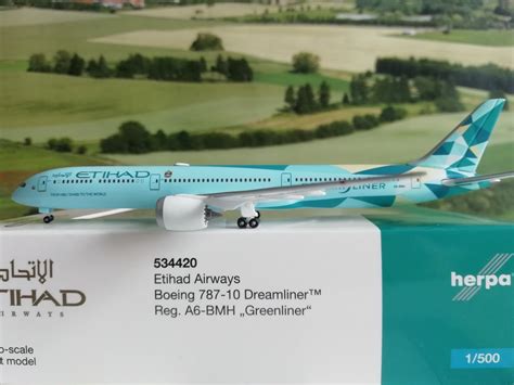 Herpa Wings Etihad Airways Boeing Dreamliner Greenliner