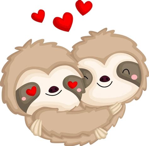 Premium Vector A Couple Of Sloth In Love Hugging Each Other