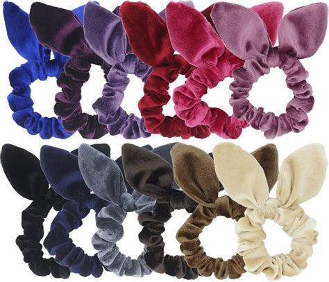 Amazon Pack Satin Silk Hair Scarf Scrunchies Rabbit Ear