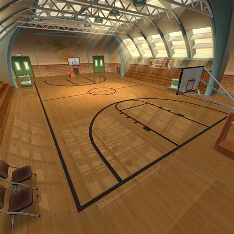 3dsmax recreation center basketball court