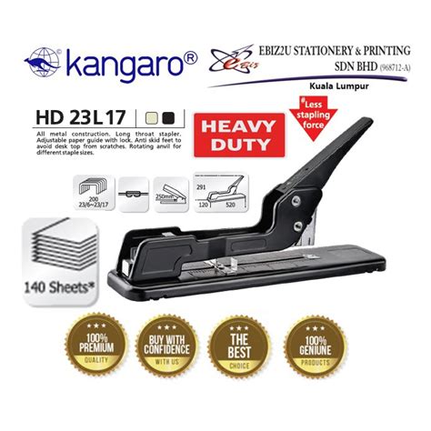 KANGARO HD 23L17 HEAVY DUTY LONG TROAT STAPLER 140 Sheets Alat