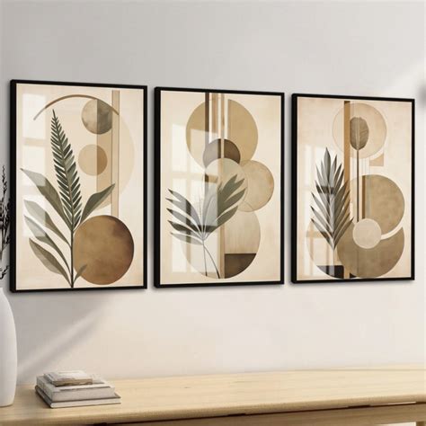 Quadro Decorativo Folhagem Abstrato Neutro Vidro Elo7