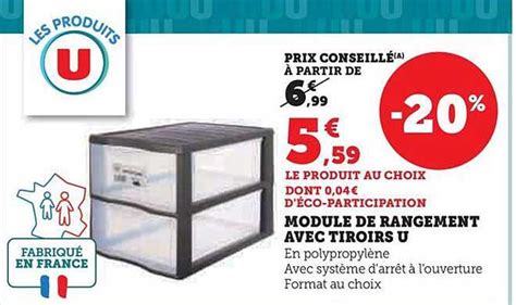 Promo Module De Rangement Avec Tiroirs U Chez Hyper U Icatalogue Fr