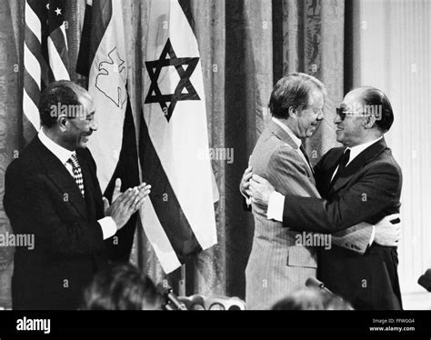 Camp David Summit 1978 Npresident Anwar Sadat Of Egypt Applauds As U