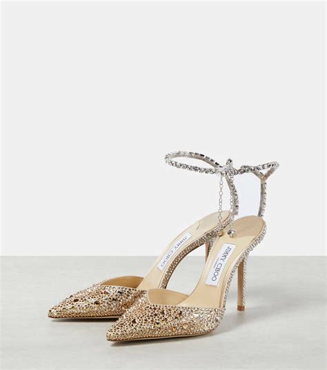 Jimmy Choo Saeda 100 Embellished Satin Pumps Jimmy Choo