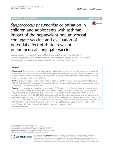 (PDF) Streptococcus pneumoniae colonisation in children and adolescents ...