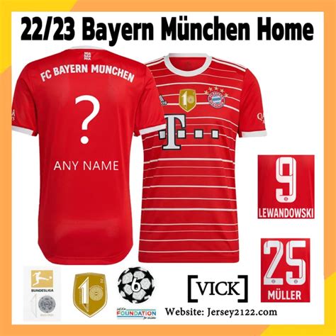 Bayern Munich Jersey Home Jersi Custom Name Men Soccer Shirt