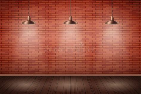 Brick Wall Room With Vintage Lamps Stock Vector Illustration Of