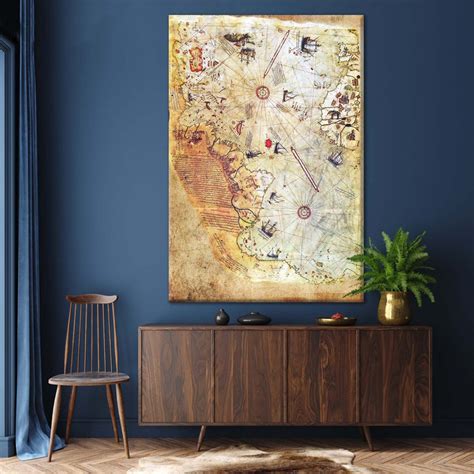 The Piri Reis Map Ottoman Empire Map Vintage Map Large Wall Map Antique World Map Old Map