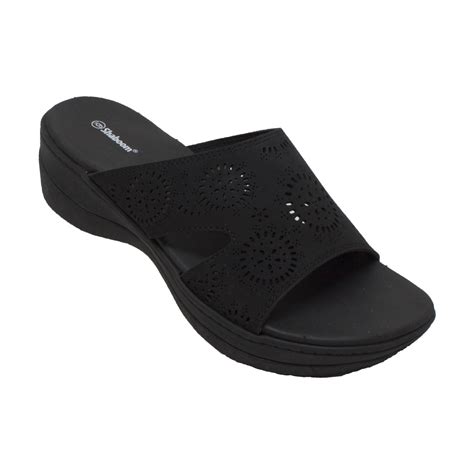 Shaboom - Women's Comfort Curved Slide Sandals Black - Walmart.com ...