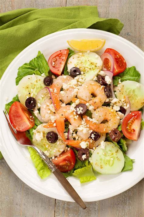 Classic Greek Salad with Shrimp