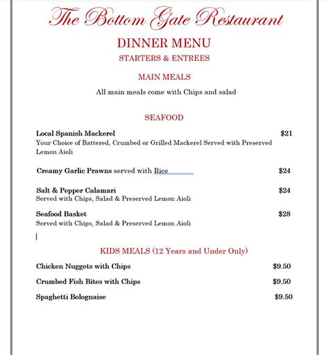 Menu At Mountain View Hotel Pub And Bar Little Mulgrave