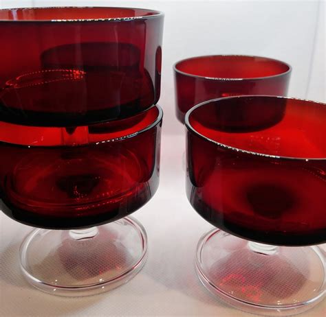 Luminarc Arcoroc Ruby Red Serving Bowls Red Glass Cups Made In France