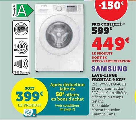 Promo Lave Linge Frontal Kg Samsung Chez Hyper U Icatalogue Fr