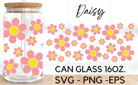 Daisy Flower Libbey Glass 16 Oz Svg Graphic By Blacksnowshopth · Creative Fabrica