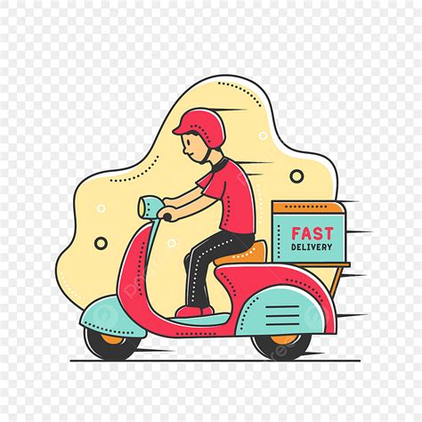 Riding Scooter Clipart Vector Delivery Man Riding A Scooter To Deliver