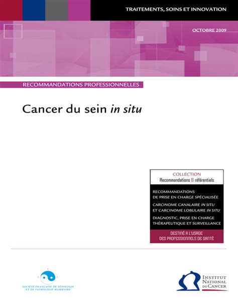 Recommandations Professionnelles Cancer Du Sein In Situ