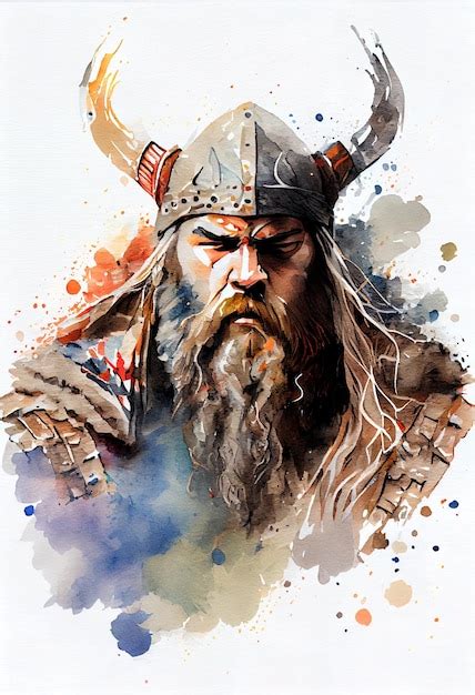 Premium AI Image | watercolor painting of a viking warrior