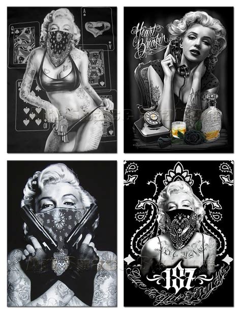 Tattoo Marilyn Monroe Kunstdrucke Schwarz Wei Pop Kunst Poster