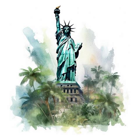 Premium Photo Watercolor Painting Of The Statue Of Liberty