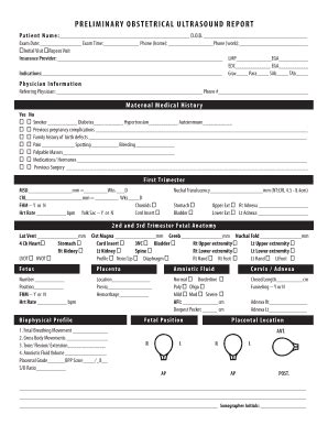 Fillable Online Preliminary Obstetrical Ultrasound Report Fax Email