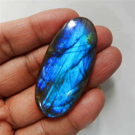 Blue Labradorite Oval Cabochon Gemstone 53x26mm Etsy India Blue Labradorite Oval Cabochon