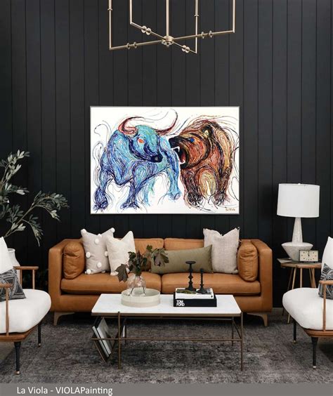 Stock Market Art Bull and Bear Art Bull Vs Bear Painting 3D - Etsy