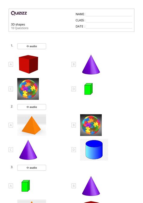 50 3d Shapes Worksheets On Quizizz Free And Printable