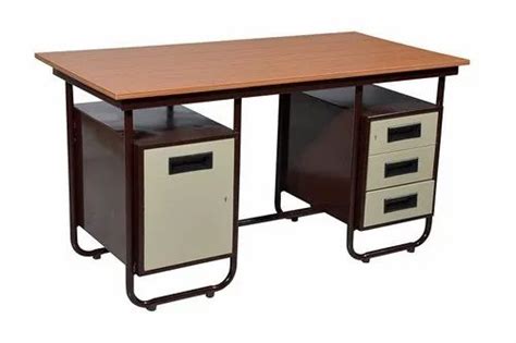 Plywood Rectangular Godrej Type Metal Office Table With Storage At