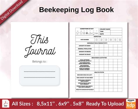 Beekeeping Journal Template Tracking Hives And Honey Kdp