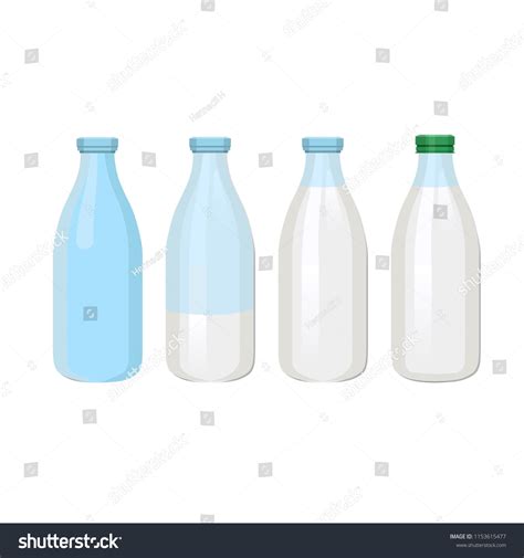 Set Glass Bottles Milk Vector Illustration Stock Vector Royalty Free