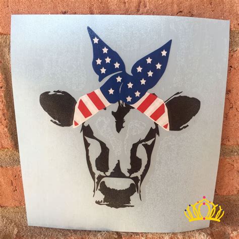 Cow Car Decal Cow With Bandana Decal Yeti Decal Cow Etsy Country