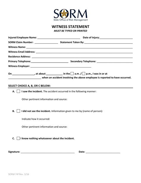 Free Employee Witness Statement Form Samples Pdf Ms Word Google Docs