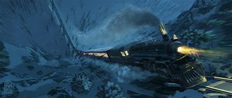 The Polar Express Train Traveling Through Snowy Forest