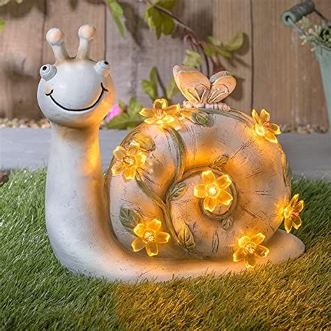 Globrite Garden Ornament Solar Snail Figurine Garden Statue Sculpture