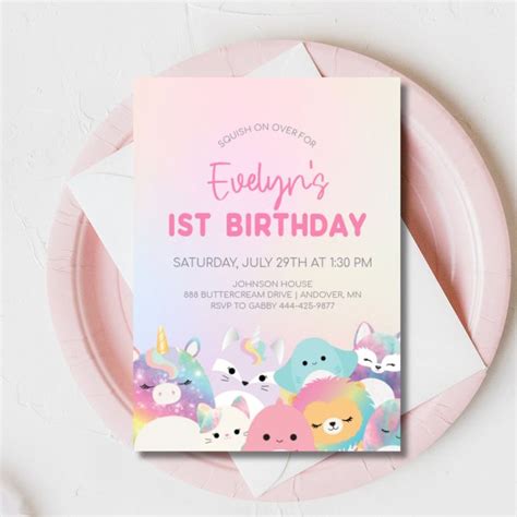 Editable Squishmallow Invitation Squishmallow Birthday Instant