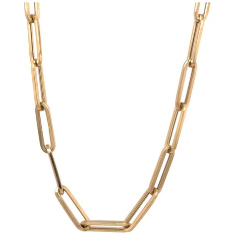 Inch Italian Karat Yellow Gold Small Paperclip Chain Necklace