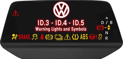 Volkswagen Id Series Id 3 Id 4 Id 5 Dashboard Warning Lights Dash Lights