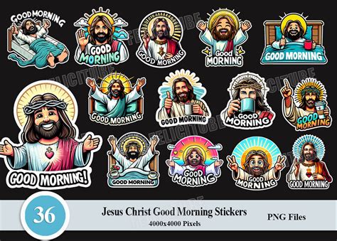 Jesus Christ Good Morning Stickers Set Png Files