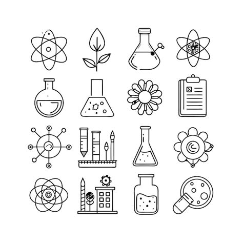 Science And Research Icon Set Vector Illustration Premium Ai