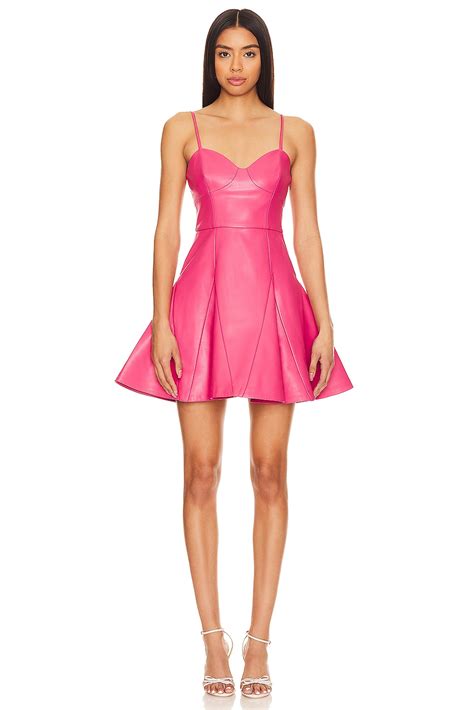 Susana Monaco Faux Leather Corset Flare Dress In Azalea Revolve