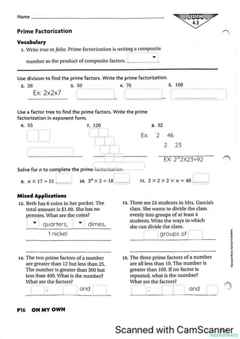 Lesson 4 2 Prime Factorization 6th Copied Interactive Worksheet Topworksheets