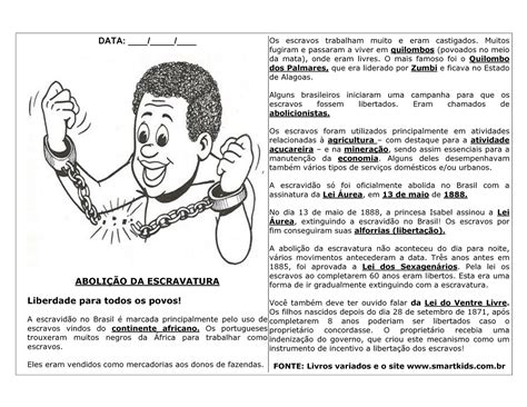 Atividades Sobre Abolição Da Escravatura 8o Ano
