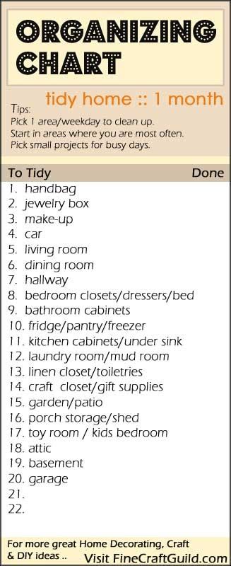 Home Organization Charts - Free Printable