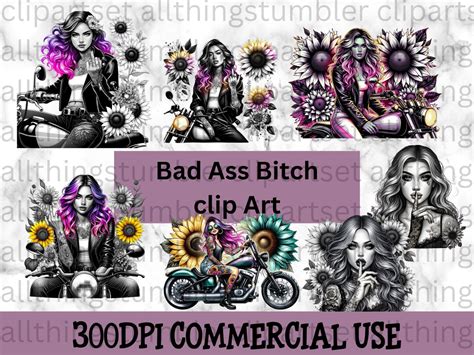 Bad Ass Bitch Clip Art Girl With Tattoos Art Commercial Use Clip Art Create Your Own Designs