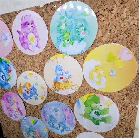 12pc Vintage Care Bears Sticker Pack Art By Elena Kucharik Etsy