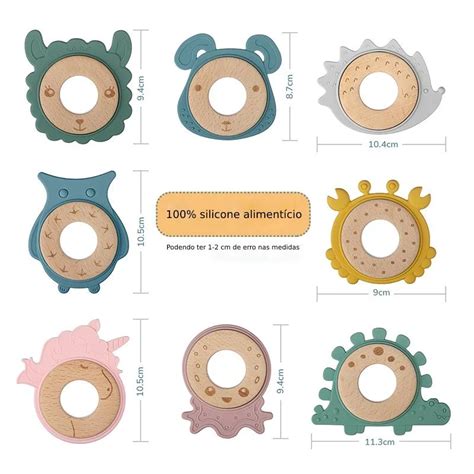 Mordedor C Rculo Madeira E Silicone Mundo Mirim